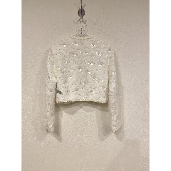 Dream Sister Jane Agatha Jacket Womens XS Ivory Embellished Sequin Pearl Trim - Picture 7 of 7